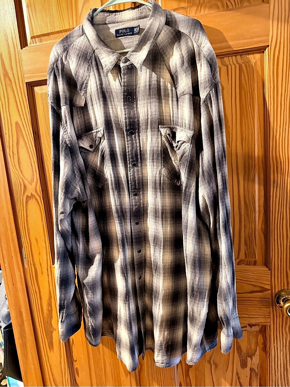 Polo Ralph Lauren Plaid Cotton Shirt Gray & Black 4XL NWT